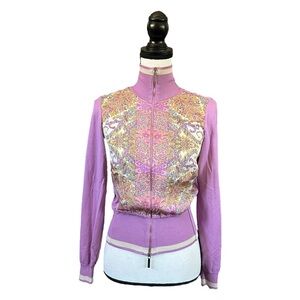 Etro Paisley Silk & Cotton Knit Sporty Lightweight 2-Way Zip Jacket Size 40/4 US